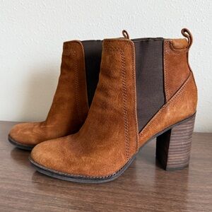 7 Franco Sarto Leather Boots Healed Ankle Booties Chelsea Elastic Size 7 Women